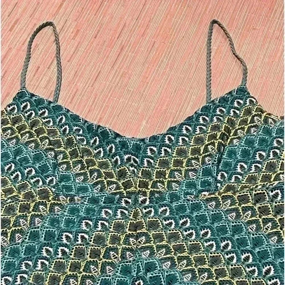 Blue and green crochet loft night out dress size 10